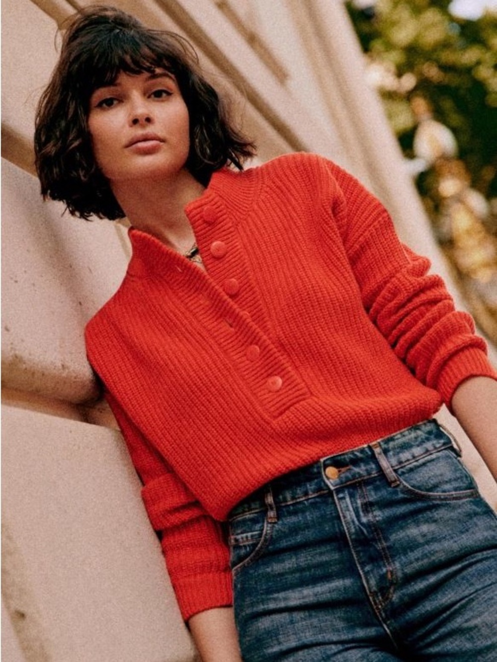 Sezane Lucas Orange Sweater